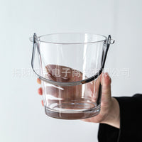 Lead-Free Glass Ice Bucket with Handle for Bar KTV Beer Wine Champagne Commercial Home Use