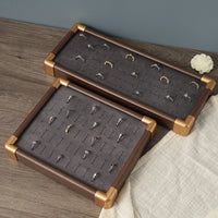 Wooden Ring Display Tray Jewelry Organizer Velvet Earring Holder