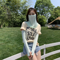 Summer UV Protection Face Mask and Arm Sleeves Set for Women