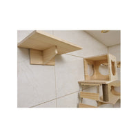 Wall-Mounted Cat Climbing Frame Solid Wood Space-Saving Cat Tree for Single Cat