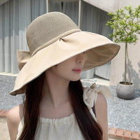 Women's Wide Brim Straw Sun Hat UV Protection Breathable Fisherman Cap for Outdoor Travel