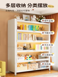 Steel Bookcase with Doors, Floor-Standing Storage Cabinet for Living Room and Kids' Room