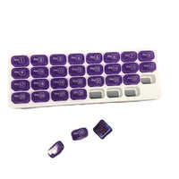 Portable 31-Compartment Pill Organizer with Individual Daily Storage, Transparent