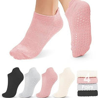 Non-Slip Yoga Pilates Socks for Women, Low Cut Breathable Fitness Grip Socks