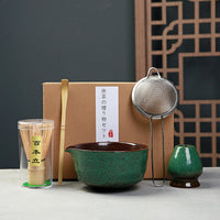 Japanese Style Ceramic Matcha Bowl Set with Whisk and Filter