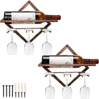 TSH Bronze 2-Tier Wall Mounted Wine Rack for Home Bar & Restaurant Decor