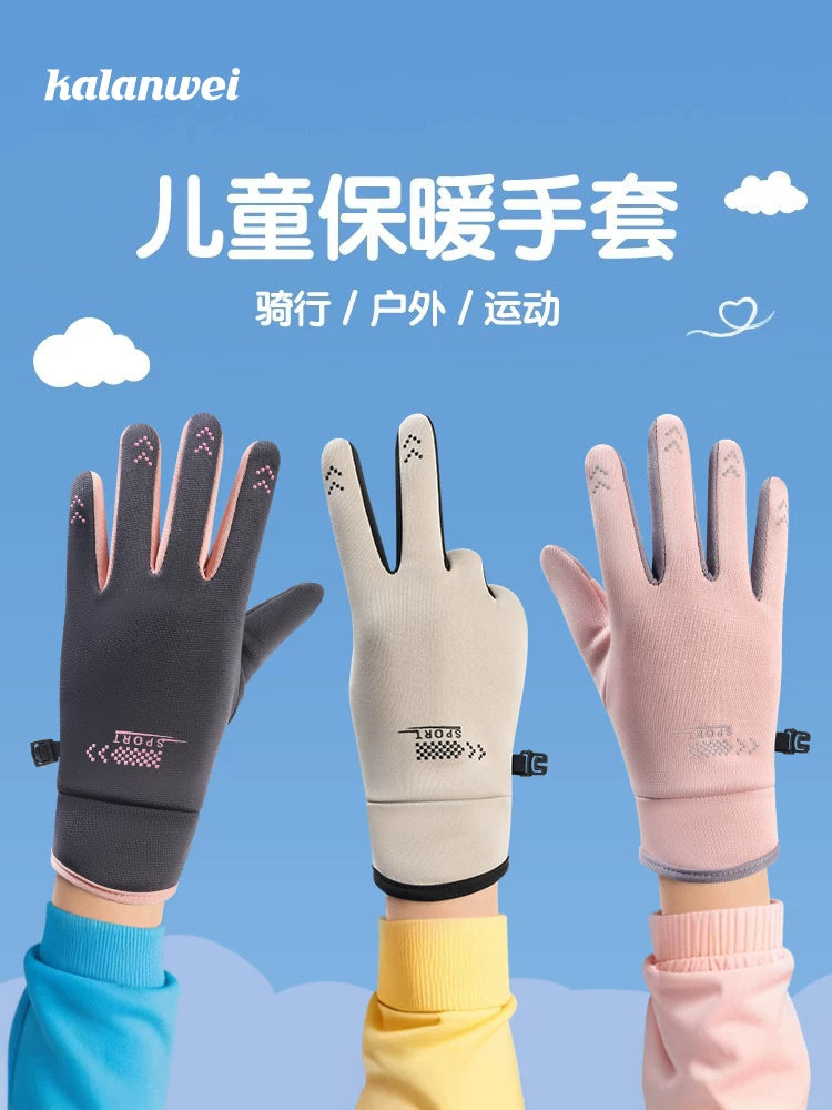 2026 New Winter Thermal Gloves for Kids Outdoor Cycling Anti-slip Touchscreen Waterproof Windproof