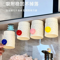 Magnetic Toothbrush Holder with Inverted Mouthwash Cups, Wall-Mounted, No-Drill Bathroom Organizer for Mirror Cabinets