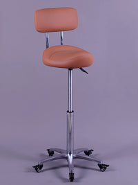 Ergonomic Saddle Stool with Backrest, Swivel Wheels, and Adjustable Height for Salon, Spa, and Medical Use