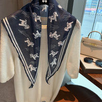 Korean Style Triangle Scarf for Women, Versatile Imitation Silk Printed Shawl, Decorative Neck Scarf