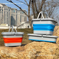 Foldable Fishing Bucket with Lid - Thickened Live Fish Container for Outdoor Car Wash