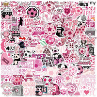 100PCS Pink Cartoon Football Waterproof PVC Stickers for Scrapbooking Phone Case Water Bottle Decoration