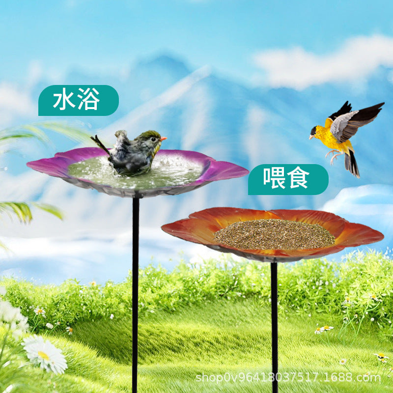 Decorative Flower Bird Bath Feeder for Garden & Yard