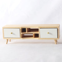 Dollhouse Miniature Living Room Double Drawer Display Cabinet TV Stand for OB11 Dolls