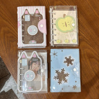 A7 Cartoon Piggy Loose-Leaf Notebook with Snowflake Design, Diary, Journal, or Card Holder