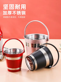 Thickened Stainless Steel Ice Bucket with Handle for Champagne, Wine, and Beer