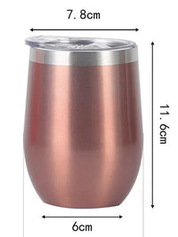 12oz U-Shaped Egg Shell Wine Tumbler, Double-Wall 304 Stainless Steel, Insulated