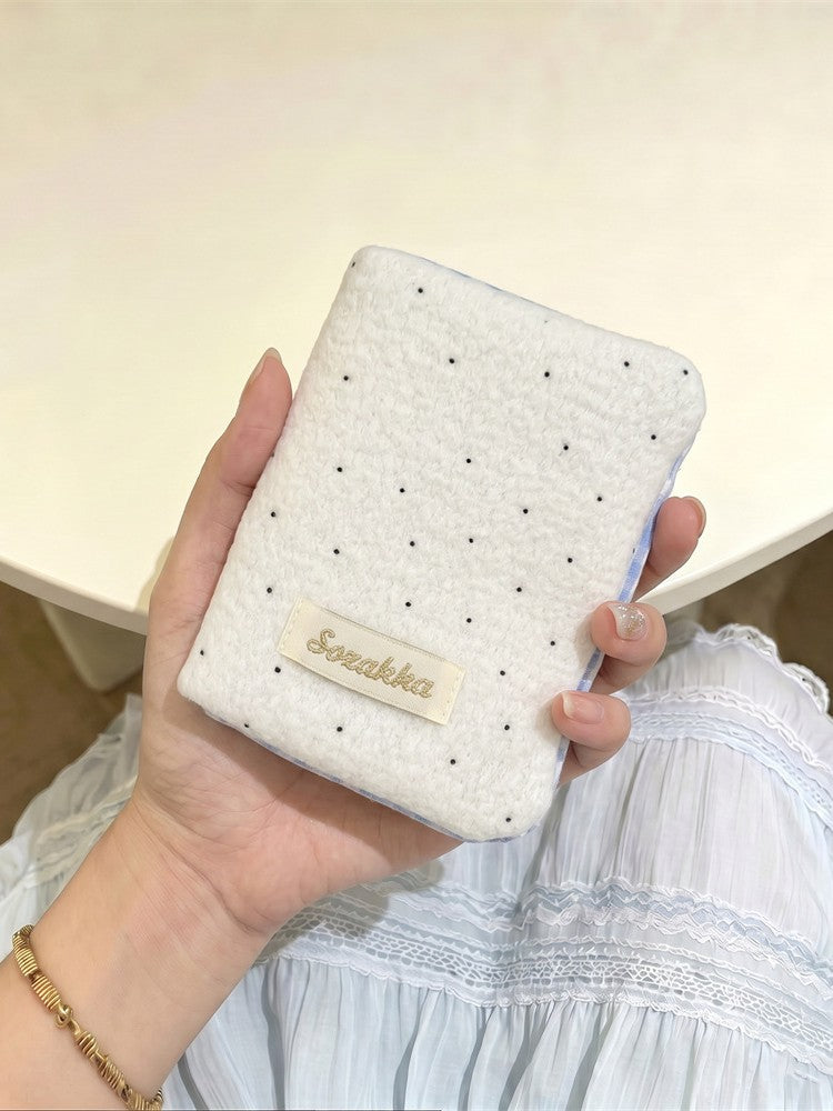 Polka Dot Passport Holder with Plaid Trim - Document Organizer Pouch
