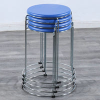 Stackable Solid Wood Round Stool with Reinforced Iron Frame for Home, Dining, Dorm