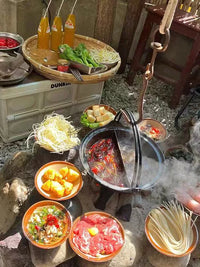 Outdoor Camping Hanging Hot Pot Stove, Commercial Yuanyang Pot for Dining