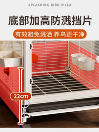Large Luxury Bird Cage for Parrots and Small Birds, Splash-Proof Villa Design