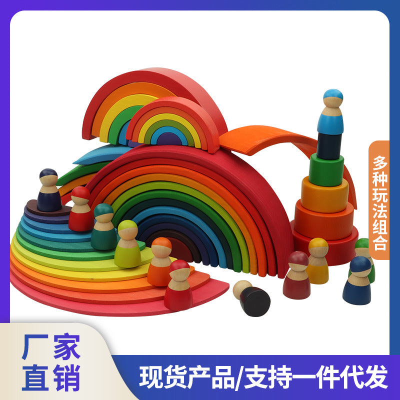 Montessori Rainbow Stacking Blocks Creative Arch Tower for Kids Color Recognition
