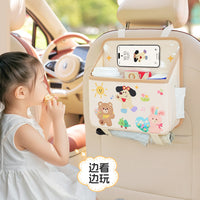 Car Seat Back Organizer with Foldable Table, Tissue Box, and Umbrella Storage