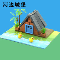 Mini Mason Building Model Kit DIY Small Bricks Real Cement House Construction Toy for Kids