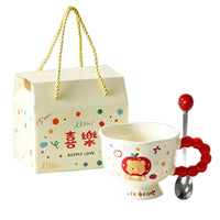 Ins Style Ceramic Mug with Gift Box, Couple's Coffee Cup, Aesthetic Design for Women