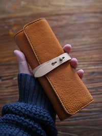 Genuine Leather Roll-Up Pencil Case / Tool Bag for Men & Women