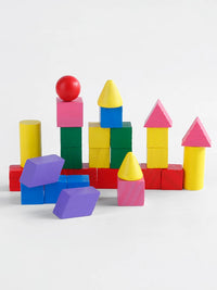 Geometric Solids Model Set for Elementary Math Education - 15 Wooden Blocks