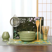 Japanese Ceramic Matcha Tea Ceremony Set with Whisk and Bowl