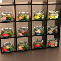 Miniature Dollhouse Round Fish Tank with Aquatic Plants and Fish