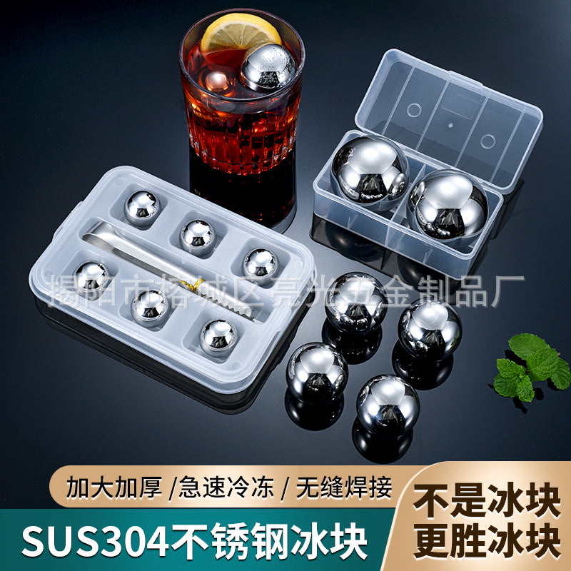 304 Stainless Steel Reusable Ice Balls for Whiskey, Wine, Beer, and Other Beverages