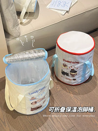 Foldable Foot Bath Tub with Lid, Portable Insulated Foot Soaking Basin for Home and Travel, Deep Design Over Calf