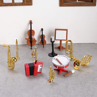 Miniature Musical Instrument Model Set - Accordion, Saxophone, Classical Instruments for Dollhouse Decor