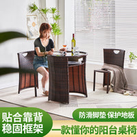 Outdoor Patio Wicker Bistro Set with Storage - Balcony Small Table and Chairs for Home Leisure Area