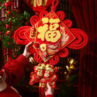 Chinese Knot New Year Fu Character Wall Hanging for Living Room Entrance Decor