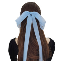 Elegant Organza Bow Hair Clip with Long Streamers, Chinese Style Sweet Hair Accessory