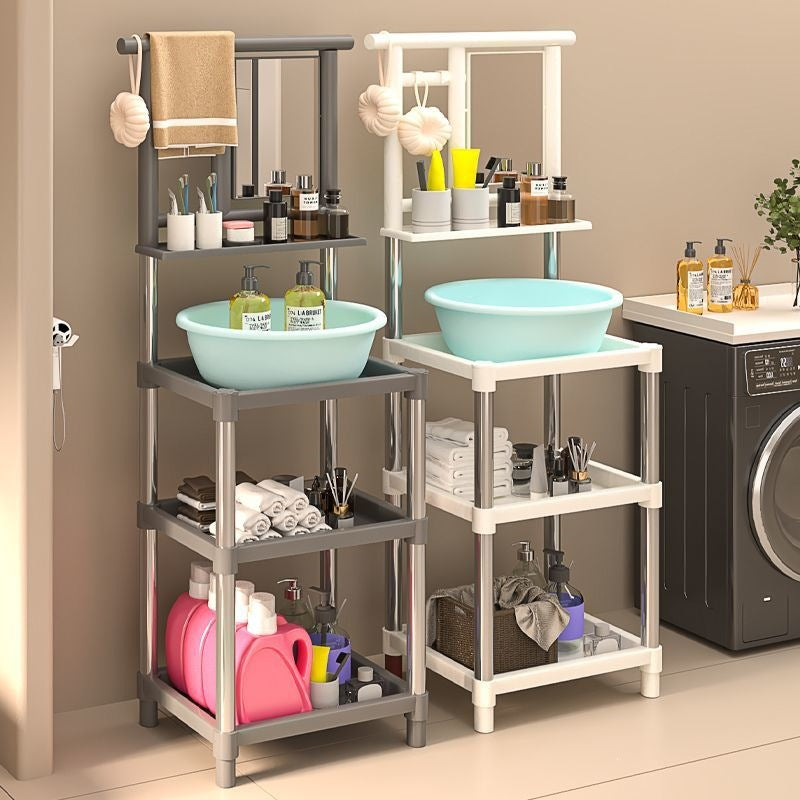 Thickened Stainless Steel Washbasin Stand with Mirror for Bathroom and Rural Homes