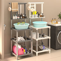 Thickened Stainless Steel Washbasin Stand with Mirror for Bathroom and Rural Homes
