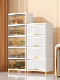 Slim Flip-Top Storage Cabinet for Bathroom Kitchen Narrow Spaces, Multi-layer Plastic Organizer Shelf