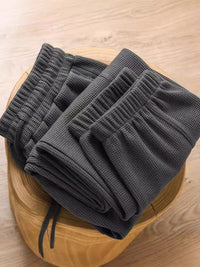 Men's Waffle Knit Loose Straight Leg Casual Pants