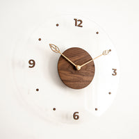 Minimalist Nordic Wooden Wall Clock with Acrylic Glass for Living Room Decor