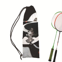 Fashionable Planet Print Drawstring Badminton Bag with Shoulder Strap