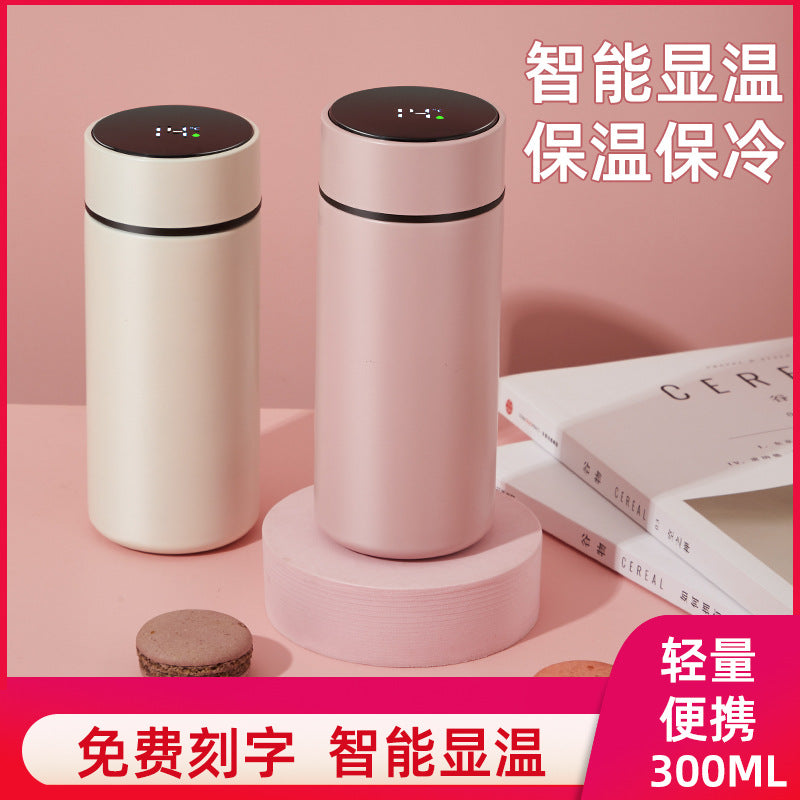 Smart Stainless Steel Insulated Water Bottle with Temperature Display, Portable Tea Infuser Mug for Women