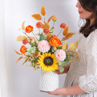 Artificial Flower Arrangement with Vase for Home Decor, Dining Table, Living Room, and Office