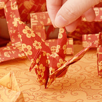 Chinese Style Red Auspicious Paper Cranes Origami Paper for Kids' Handicrafts and Folding, Square Heart-shaped Colored Paper