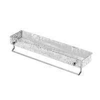 Wall-Mounted Bathroom Shelf with Towel Bar and Storage Organizer, No-Drill Installation