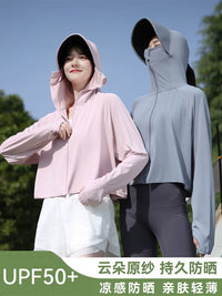 Women's Ice Silk Sun Protection Jacket UV Resistant Breathable Thin Cycling Outerwear